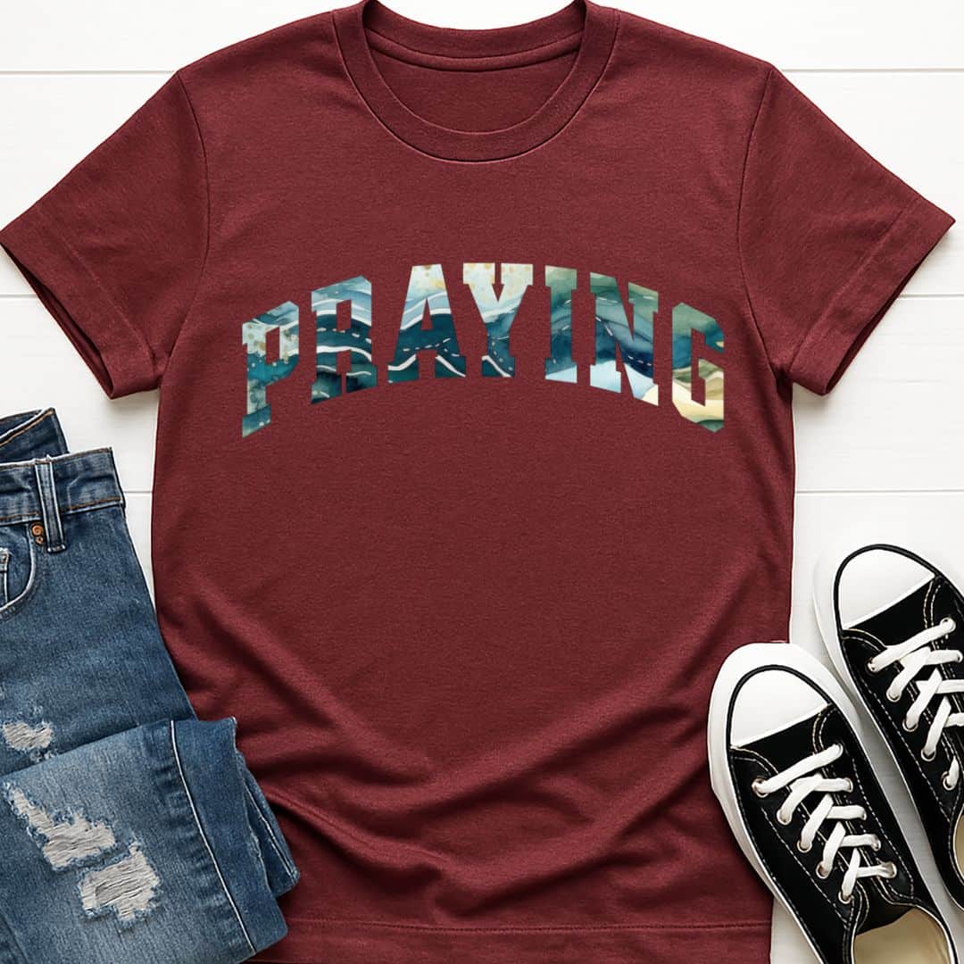 T-Shirt Heather Maroon / S Praying T-Shirt Echo Kindness
