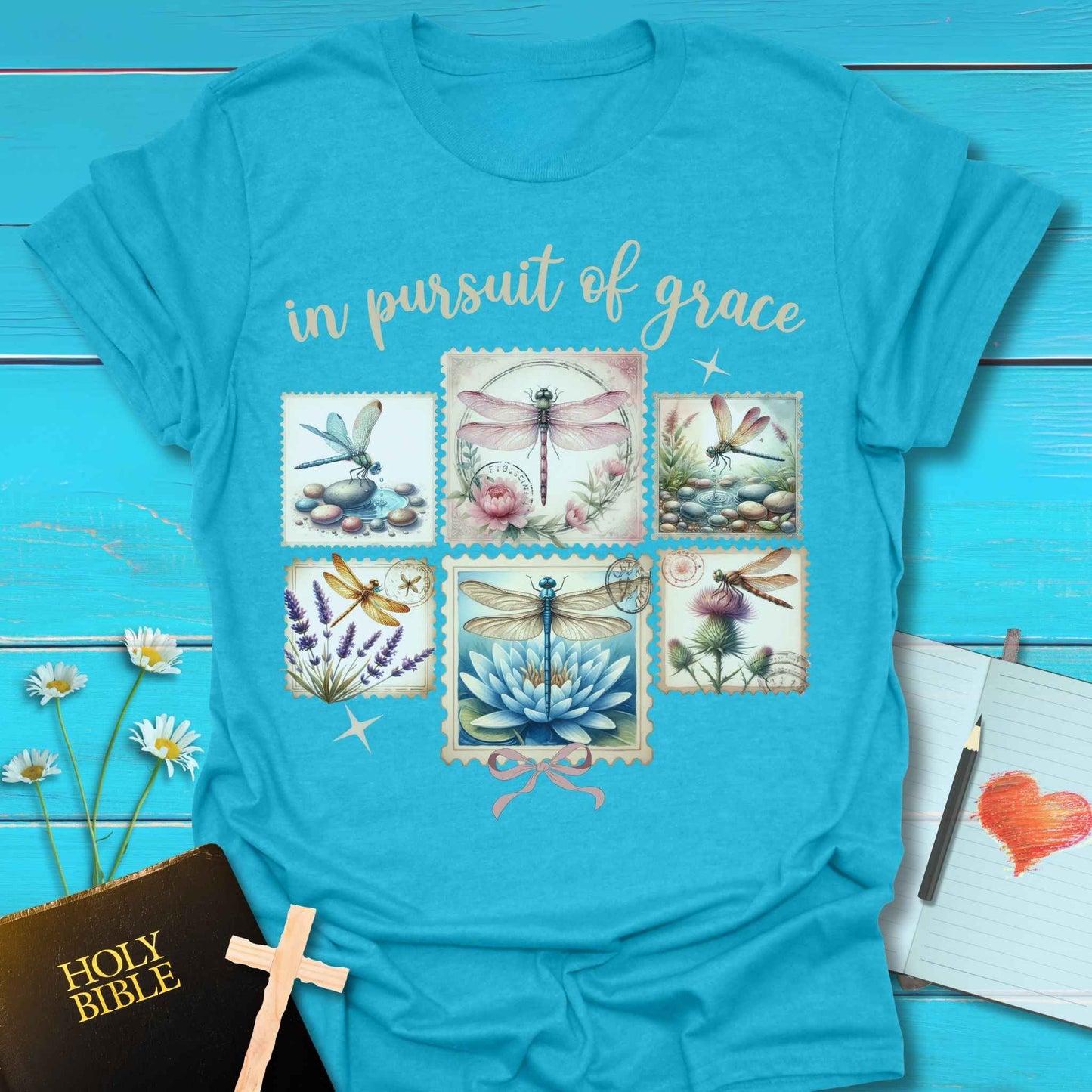 T-Shirt Heather Galapagos Blue / S Pursuit of Grace T-Shirt Echo Kindness Printify