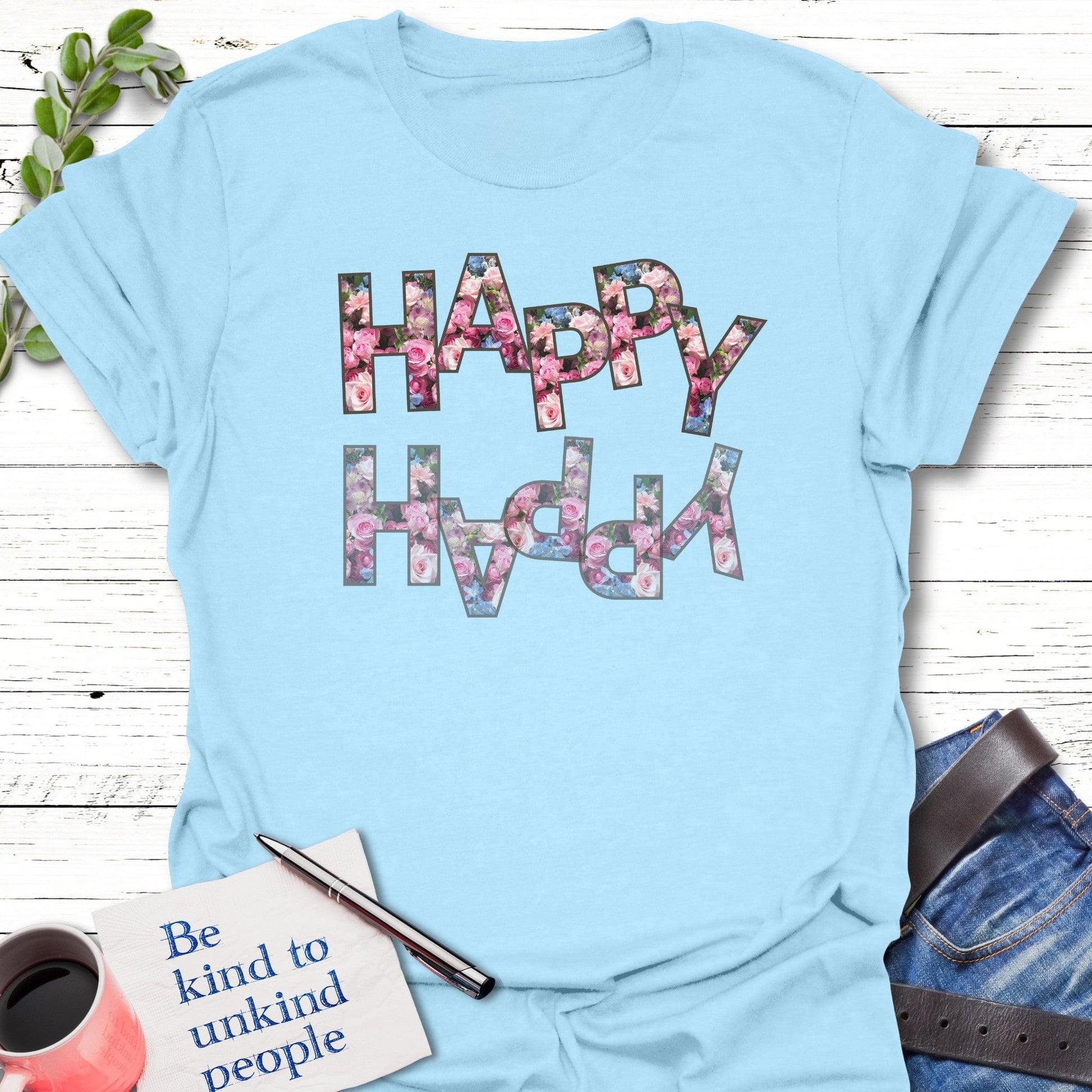 T-Shirt Light Blue / S Reflect Happy T-Shirt Echo Kindness Printify