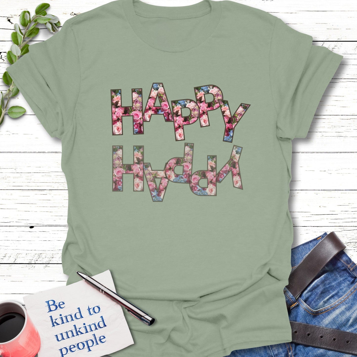 T-Shirt Sage / S Reflect Happy T-Shirt Echo Kindness Printify