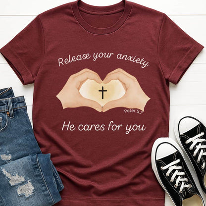 T-Shirt Heather Maroon / S Release Your Anxiety T-Shirt Echo Kindness