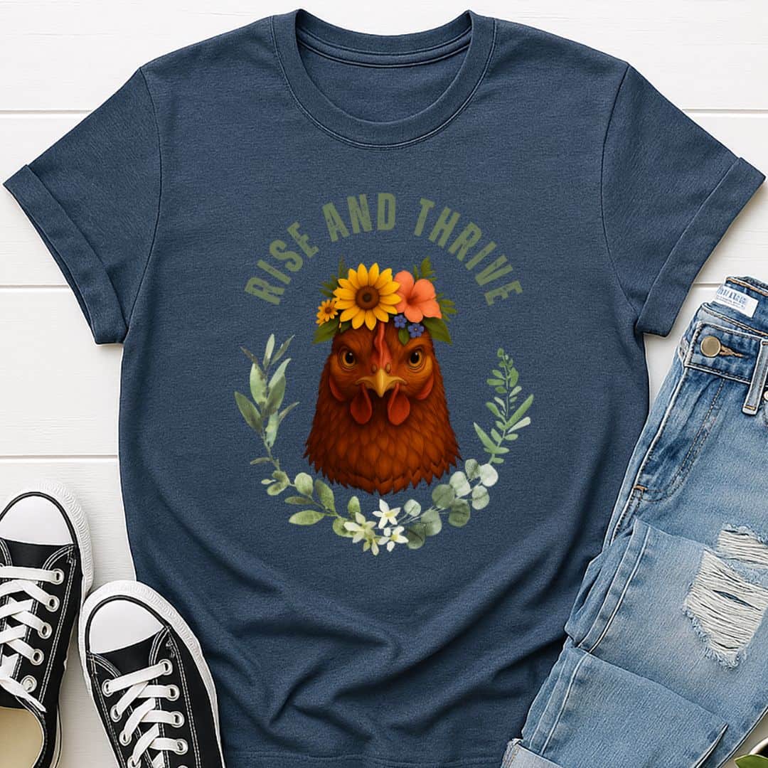 T-Shirt Heather Navy / S Rise and Thrive Chicken T-Shirt Echo Kindness