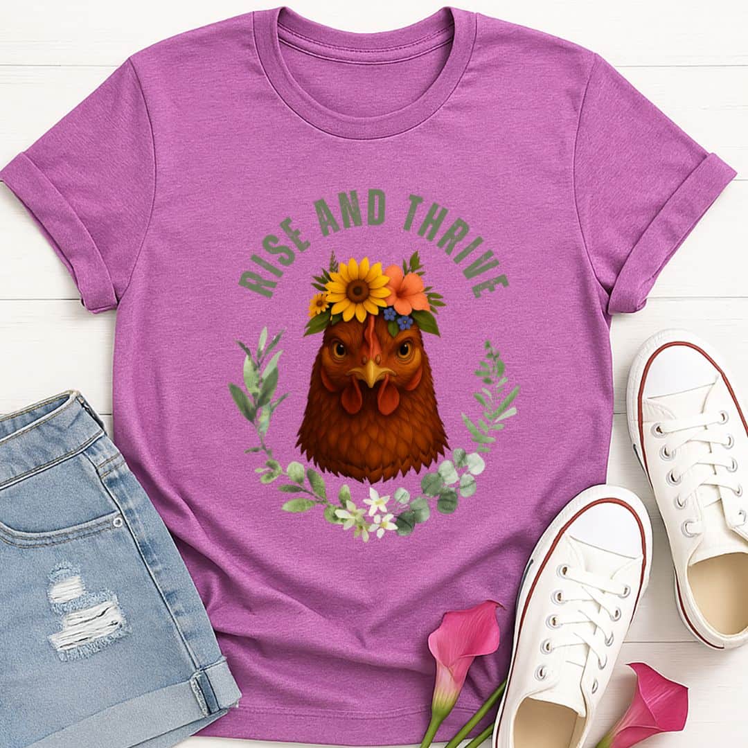 T-Shirt Heather Radiant Orchid / S Rise and Thrive Chicken T-Shirt Echo Kindness