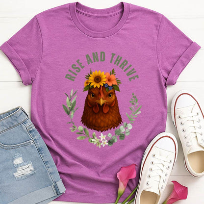T-Shirt Heather Radiant Orchid / S Rise and Thrive Chicken T-Shirt Echo Kindness