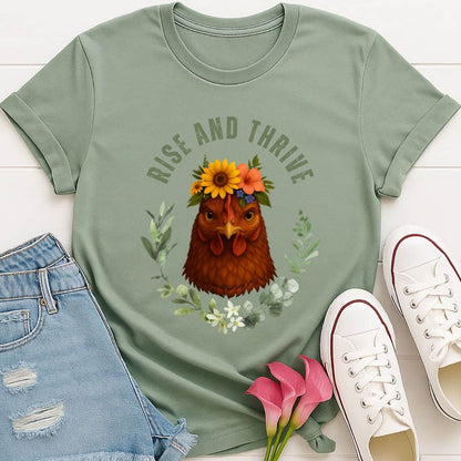 T-Shirt Sage / S Rise and Thrive Chicken T-Shirt Echo Kindness