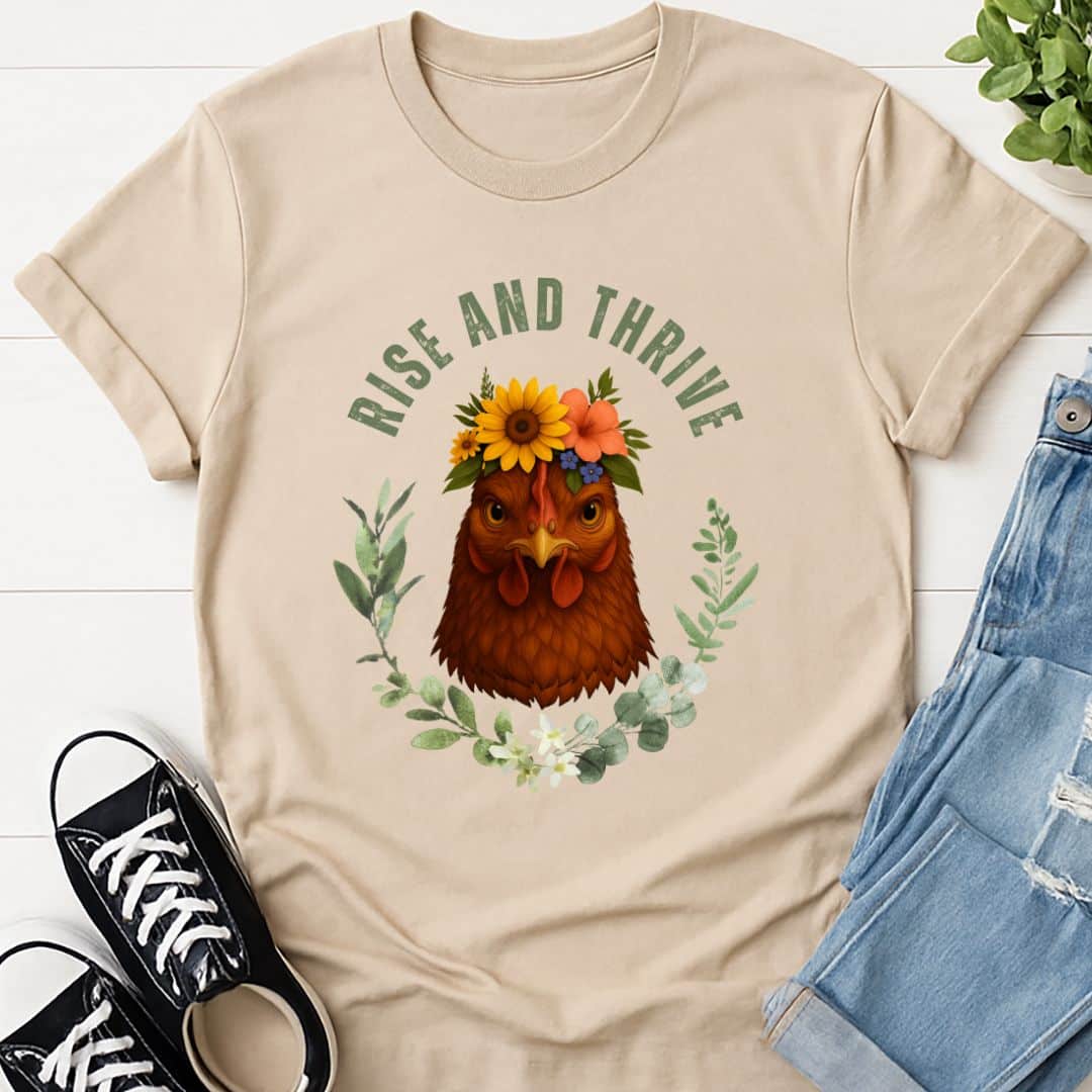 T-Shirt Sand / S Rise and Thrive Chicken T-Shirt Echo Kindness