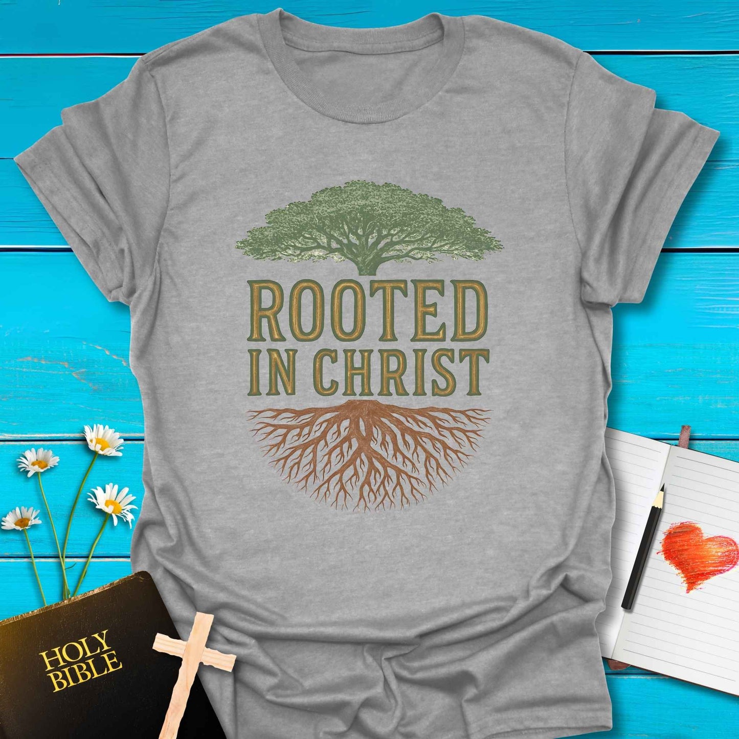 T-Shirt Sport Grey / S Rooted in Christ T-Shirt Echo Kindness Printify