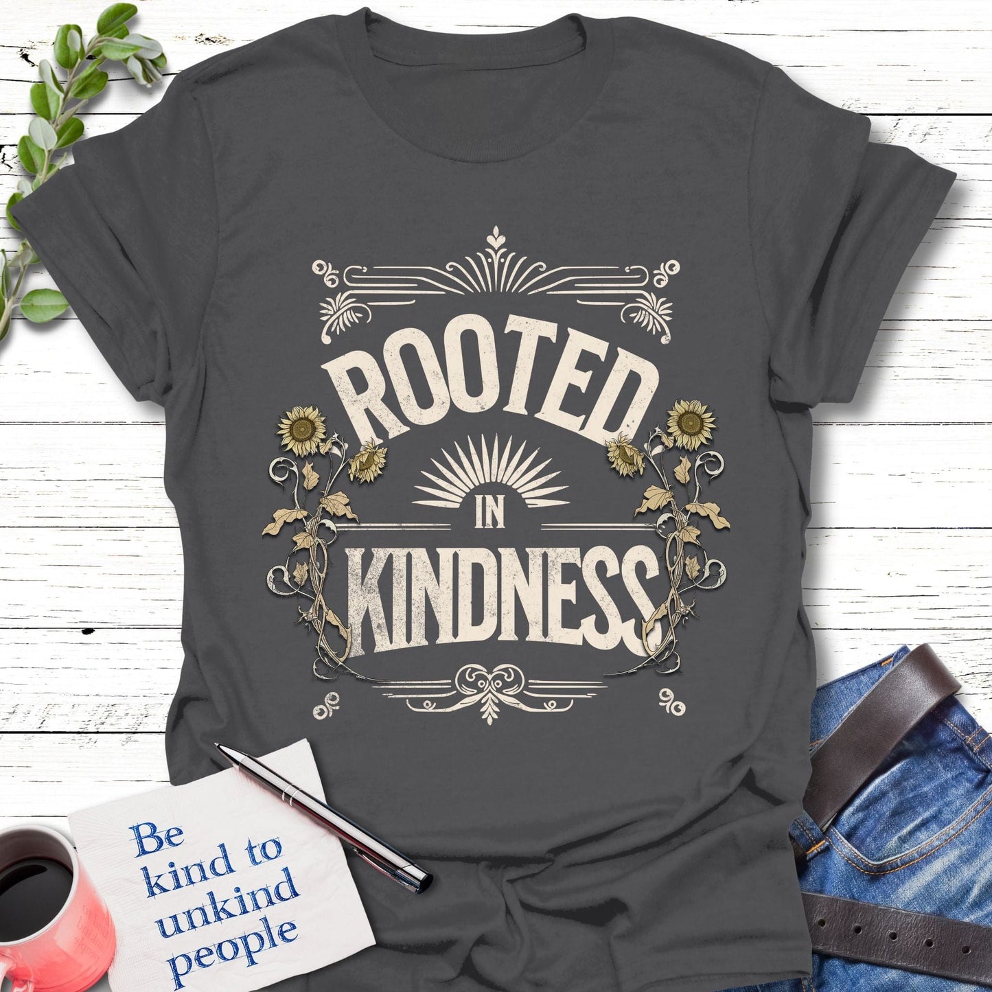 T-Shirt Charcoal / S Rooted in Kindness T-Shirt Echo Kindness Printify