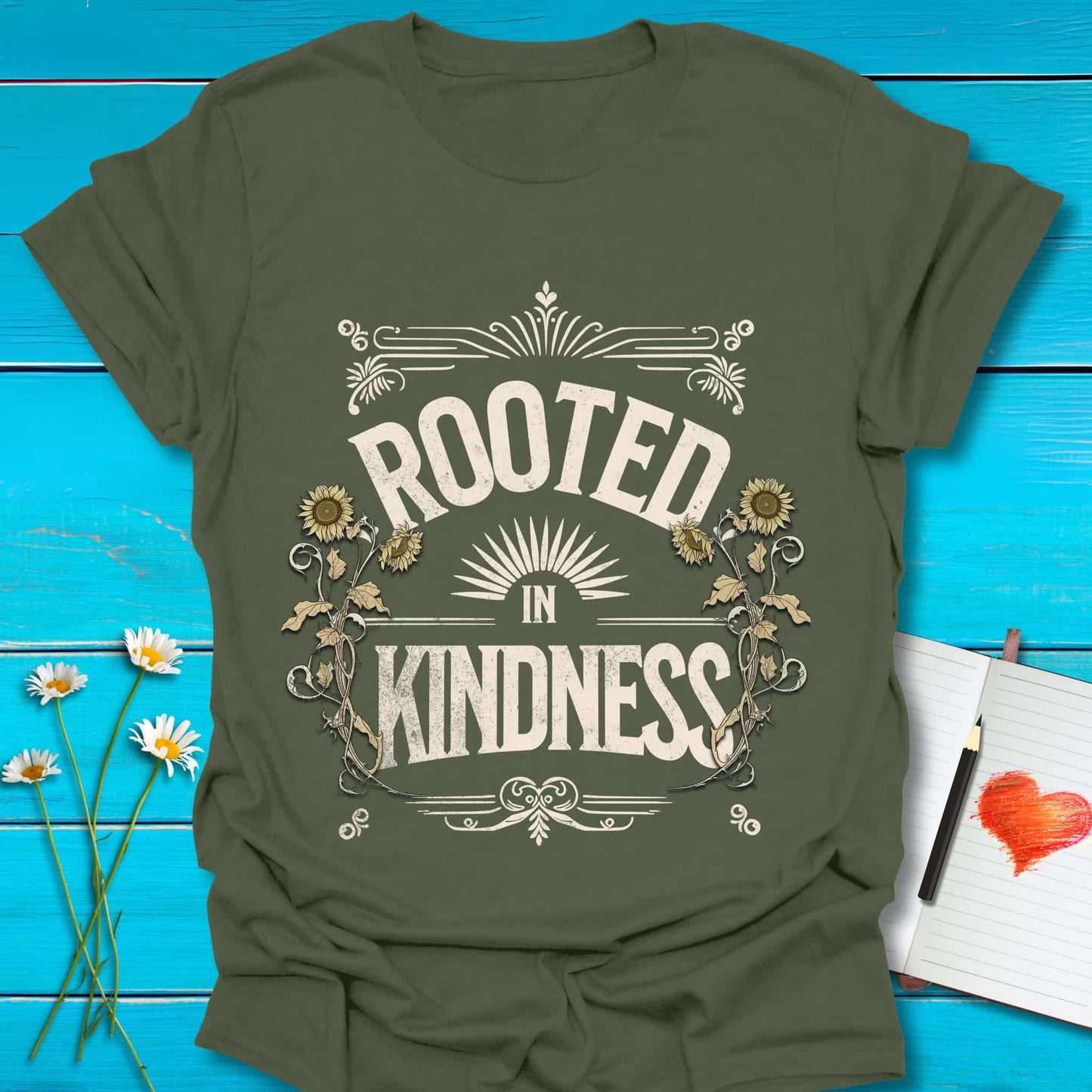 T-Shirt Military Green / S Rooted in Kindness T-Shirt Echo Kindness Printify