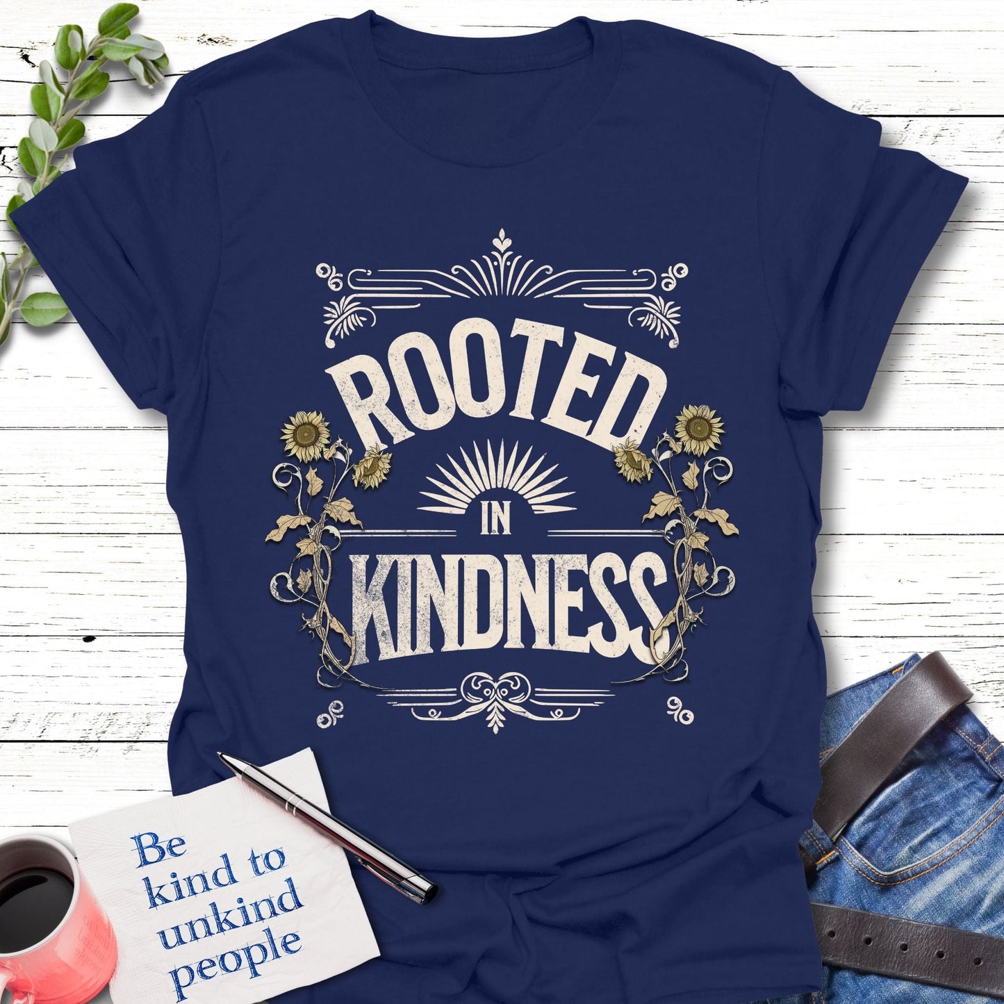 T-Shirt Navy / S Rooted in Kindness T-Shirt Echo Kindness Printify