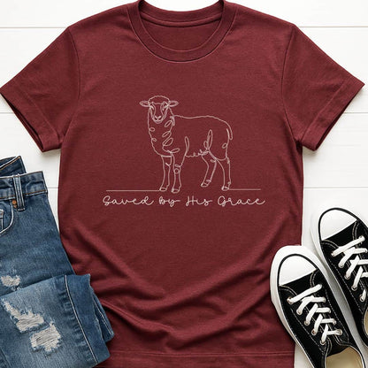 T-Shirt Heather Maroon / S Saved by His Grace T-Shirt Echo Kindness