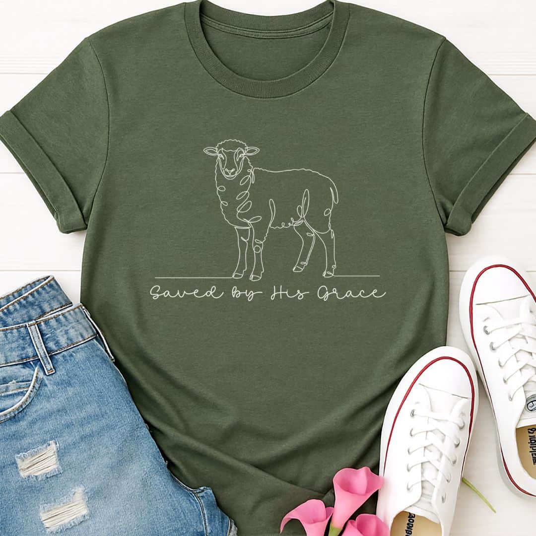 T-Shirt Heather Military Green / S Saved by His Grace T-Shirt Echo Kindness