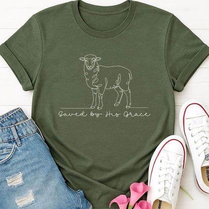 T-Shirt Heather Military Green / S Saved by His Grace T-Shirt Echo Kindness