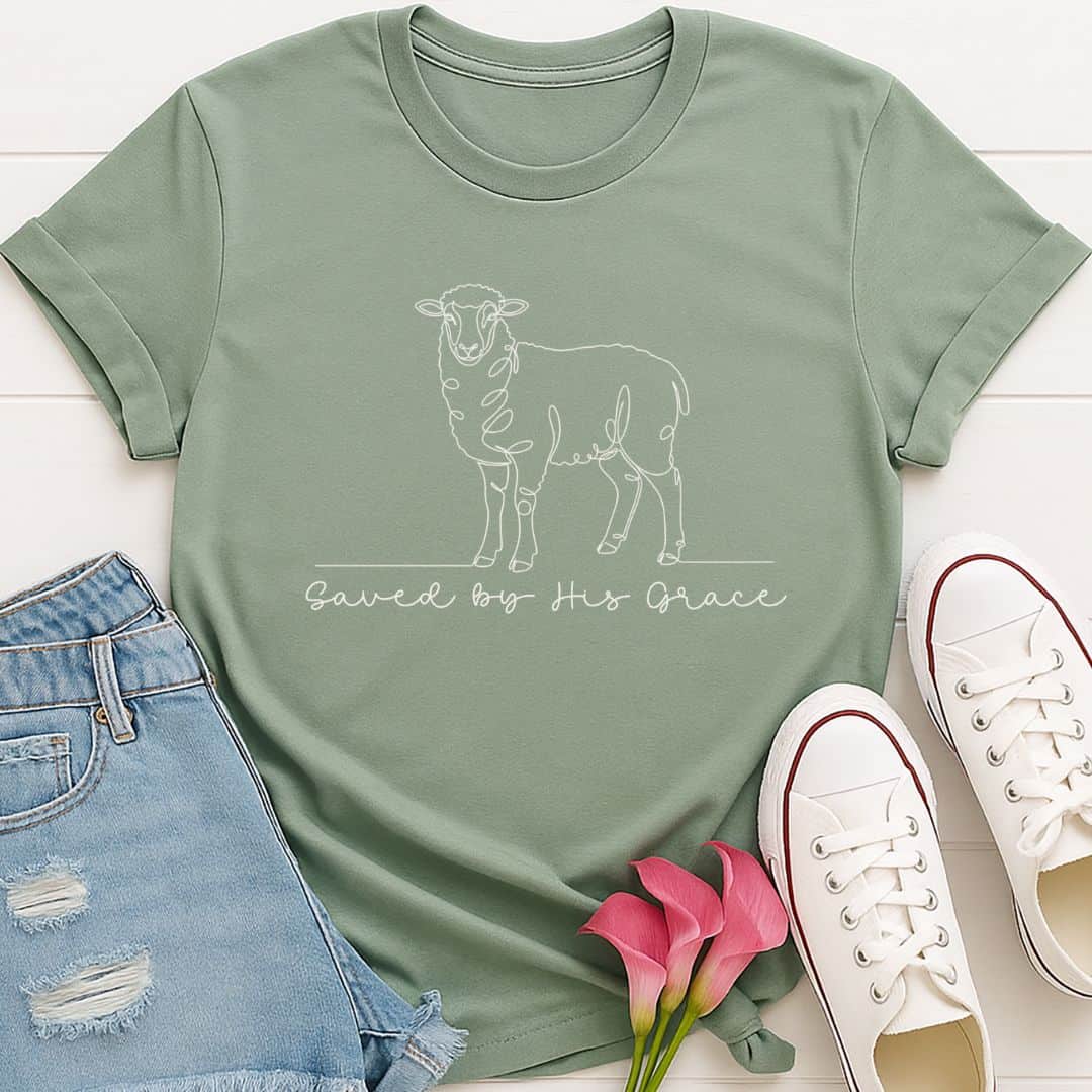 T-Shirt Sage / S Saved by His Grace T-Shirt Echo Kindness