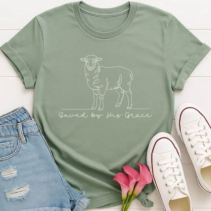 T-Shirt Sage / S Saved by His Grace T-Shirt Echo Kindness