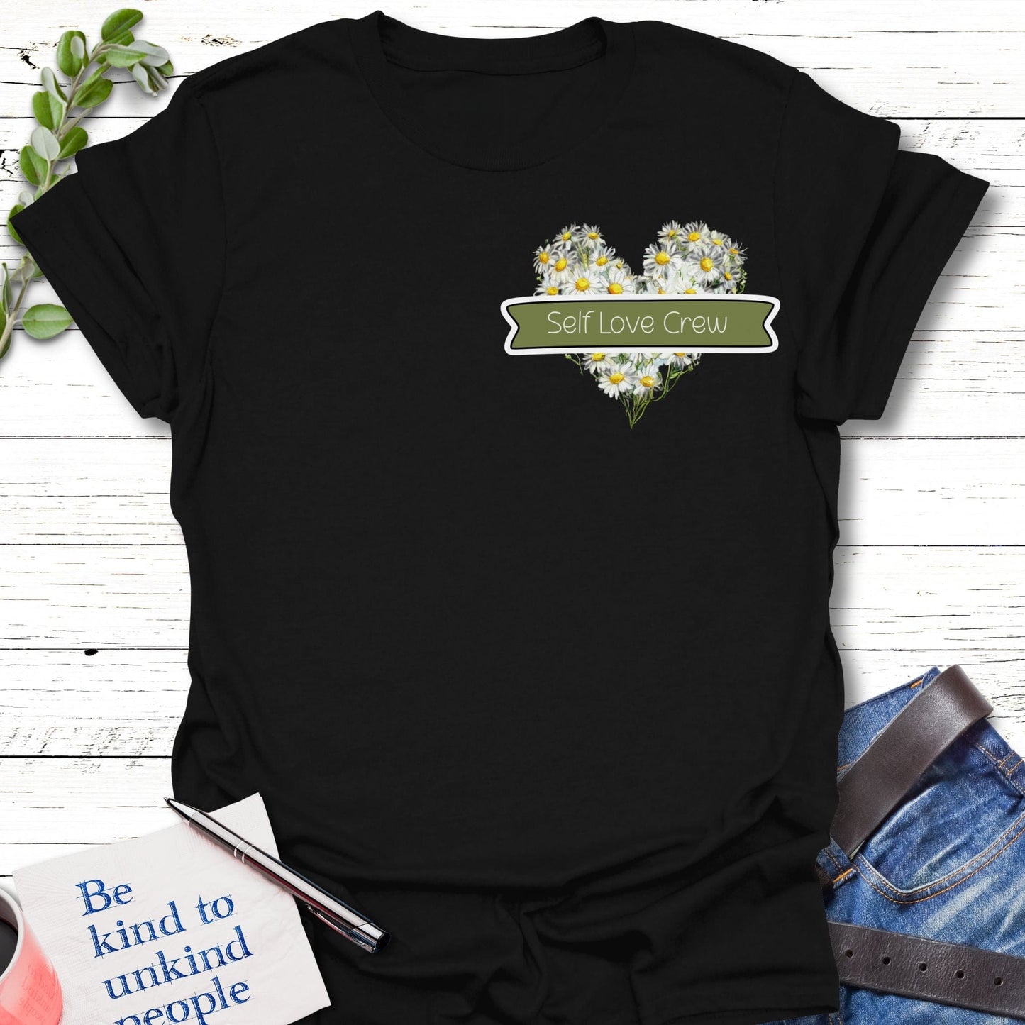 T-Shirt Black / S Self Love Crew T-Shirt Echo Kindness Printify