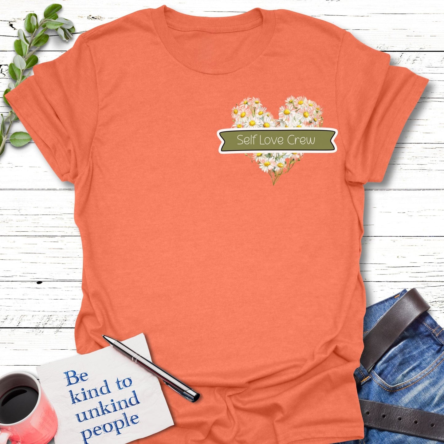 T-Shirt Heather Orange / S Self Love Crew T-Shirt Echo Kindness Printify