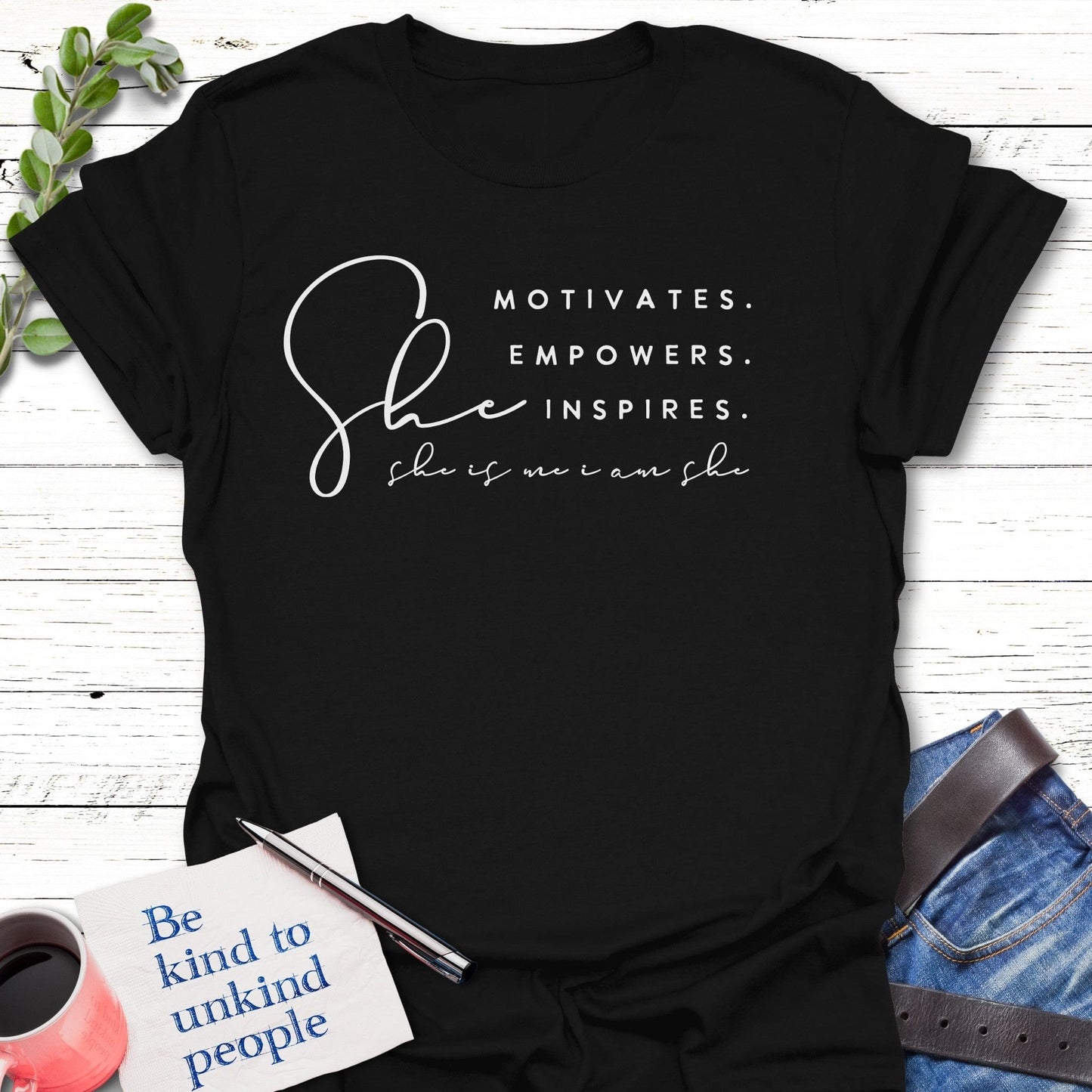 T-Shirt Black / S She is T-Shirt Echo Kindness Printify