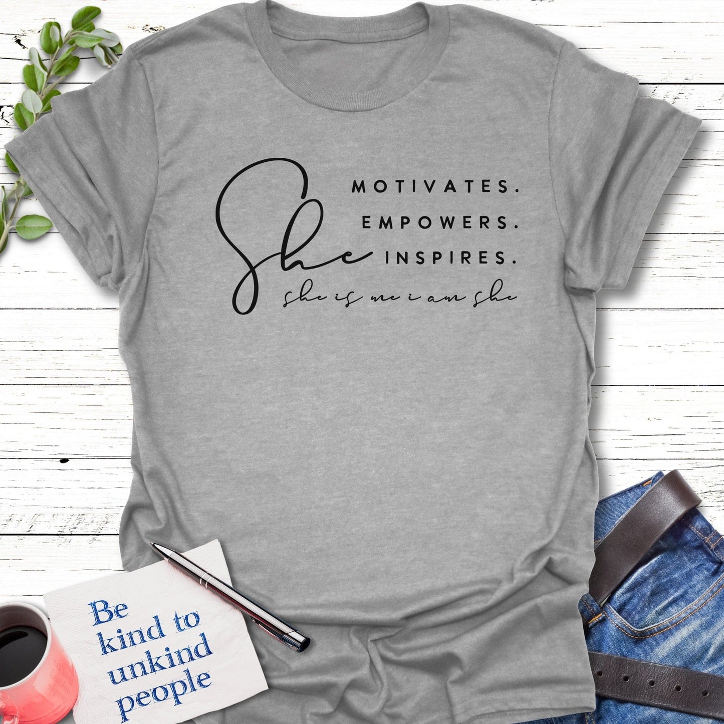 T-Shirt Sport Grey / S She is T-Shirt Echo Kindness Printify