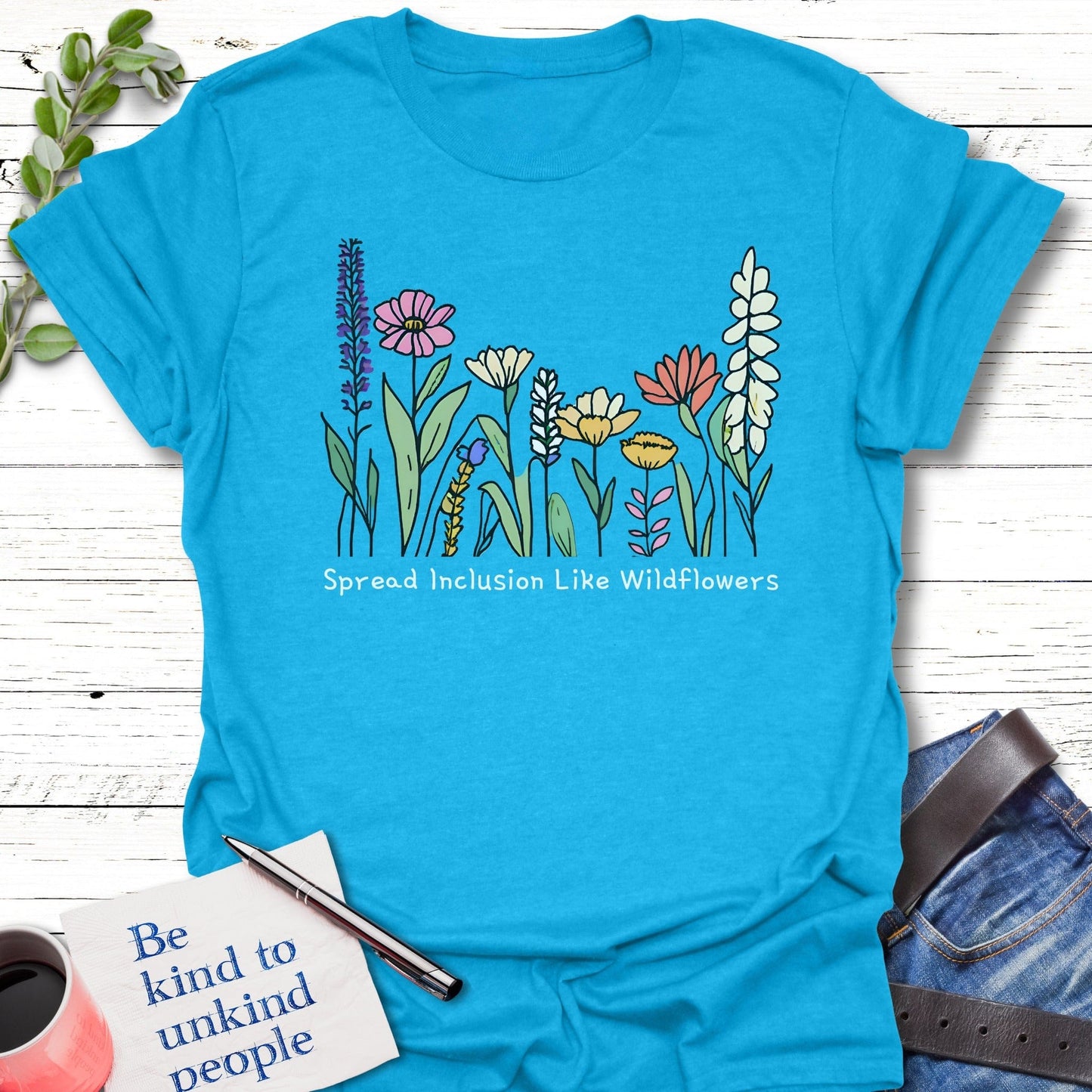 T-Shirt Heather Sapphire / S Spread Inclusion T-Shirt Echo Kindness Printify