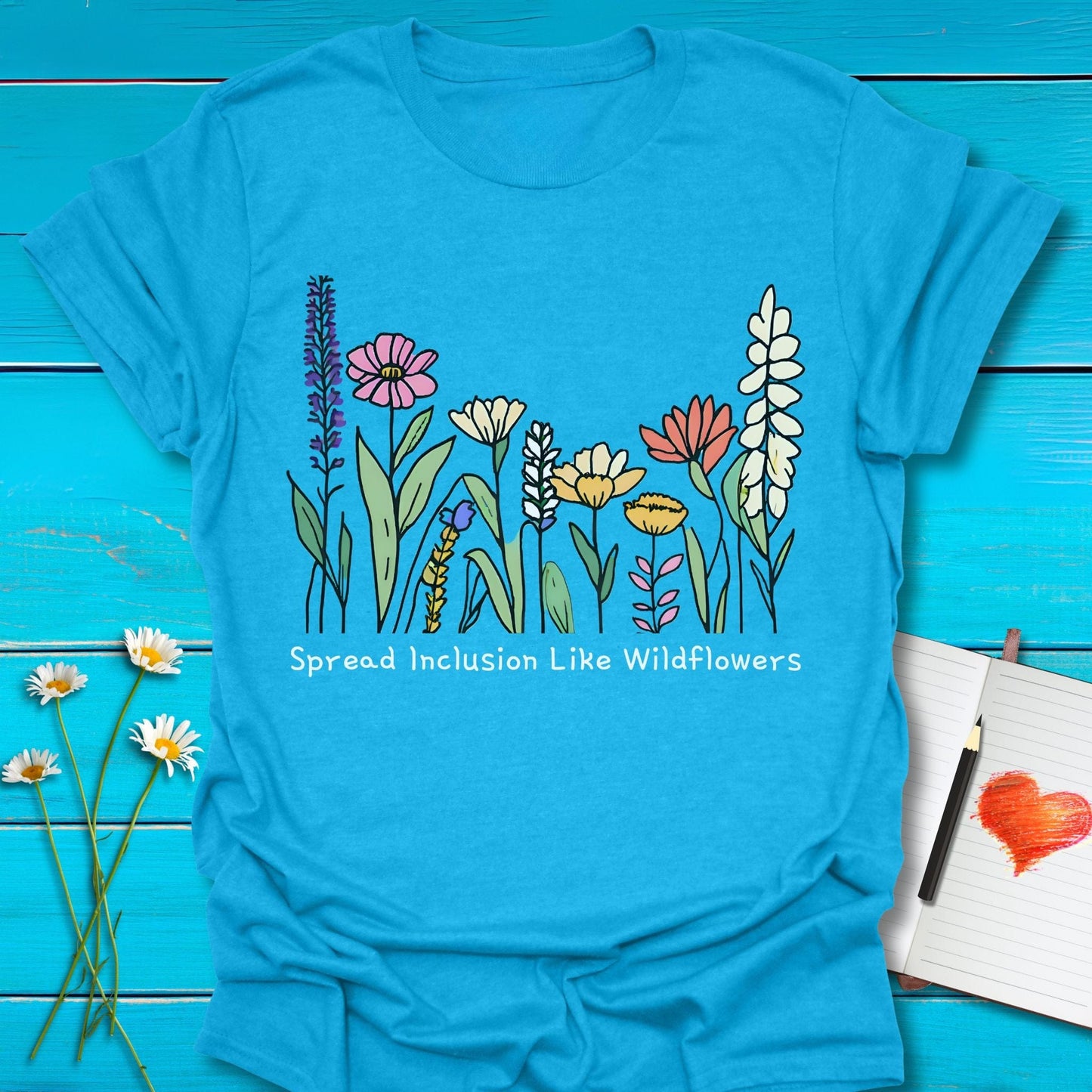 T-Shirt Heather Sapphire / S Spread Inclusion T-Shirt Echo Kindness Printify