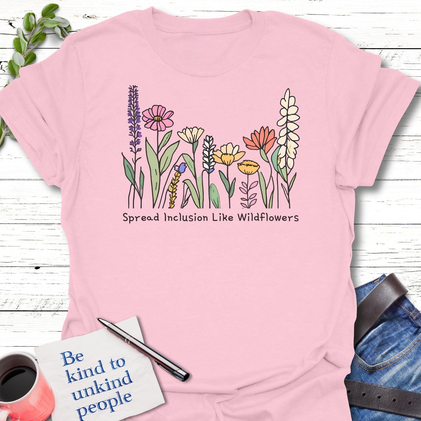 T-Shirt Light Pink / S Spread Inclusion T-Shirt Echo Kindness Printify