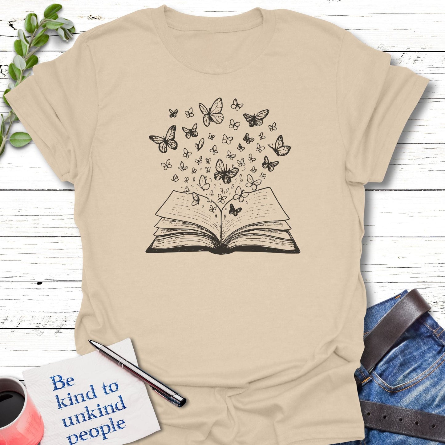 T-Shirt Sand / S Story Wings T-Shirt Echo Kindness Printify
