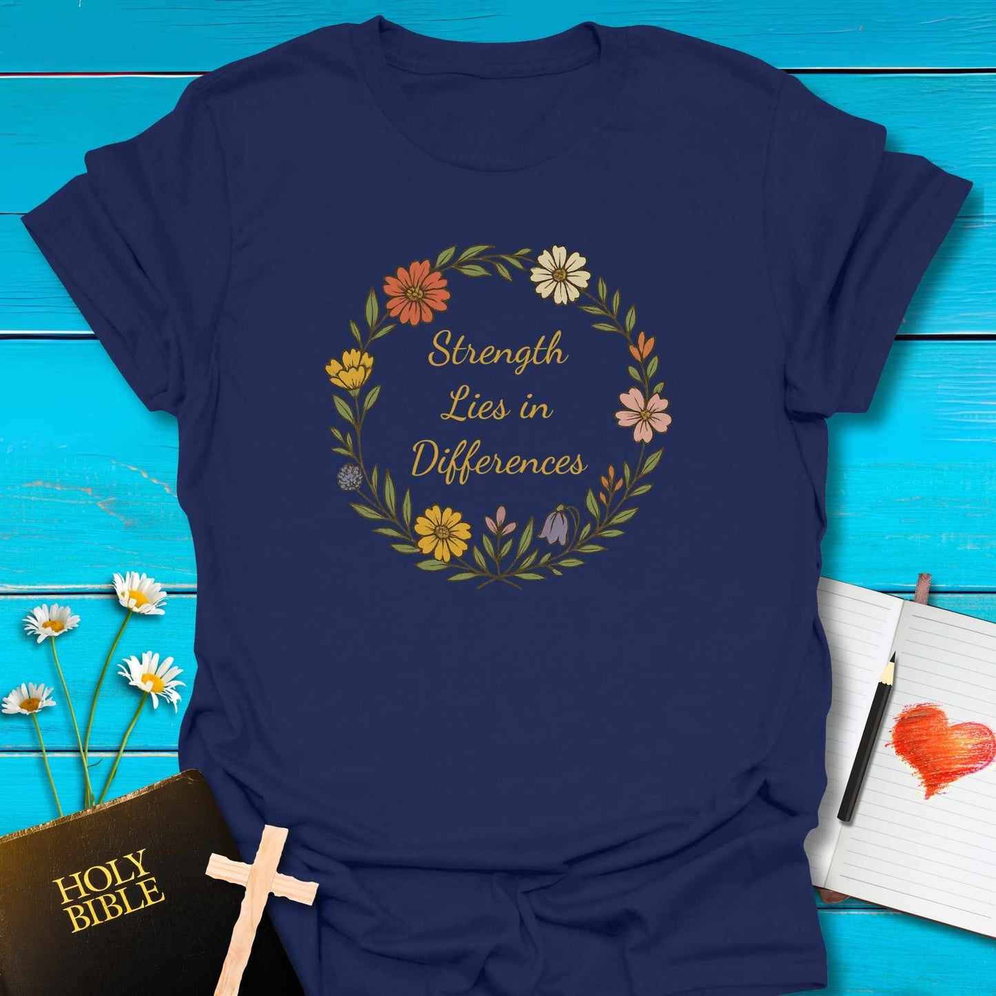 T-Shirt Navy / S Strength T-Shirt Echo Kindness Printify