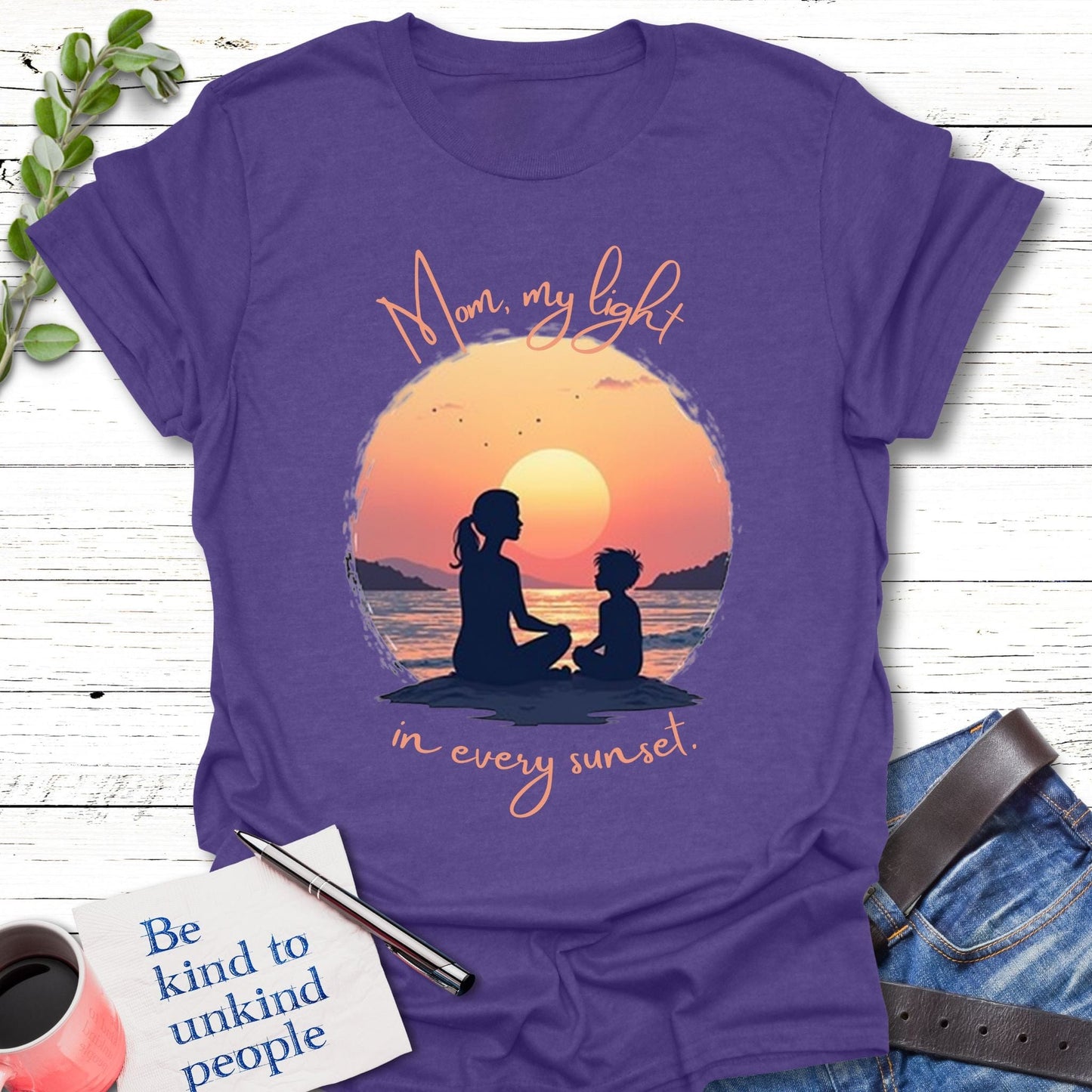 T-Shirt Heather Purple / S Sunset Light T-Shirt Echo Kindness Printify