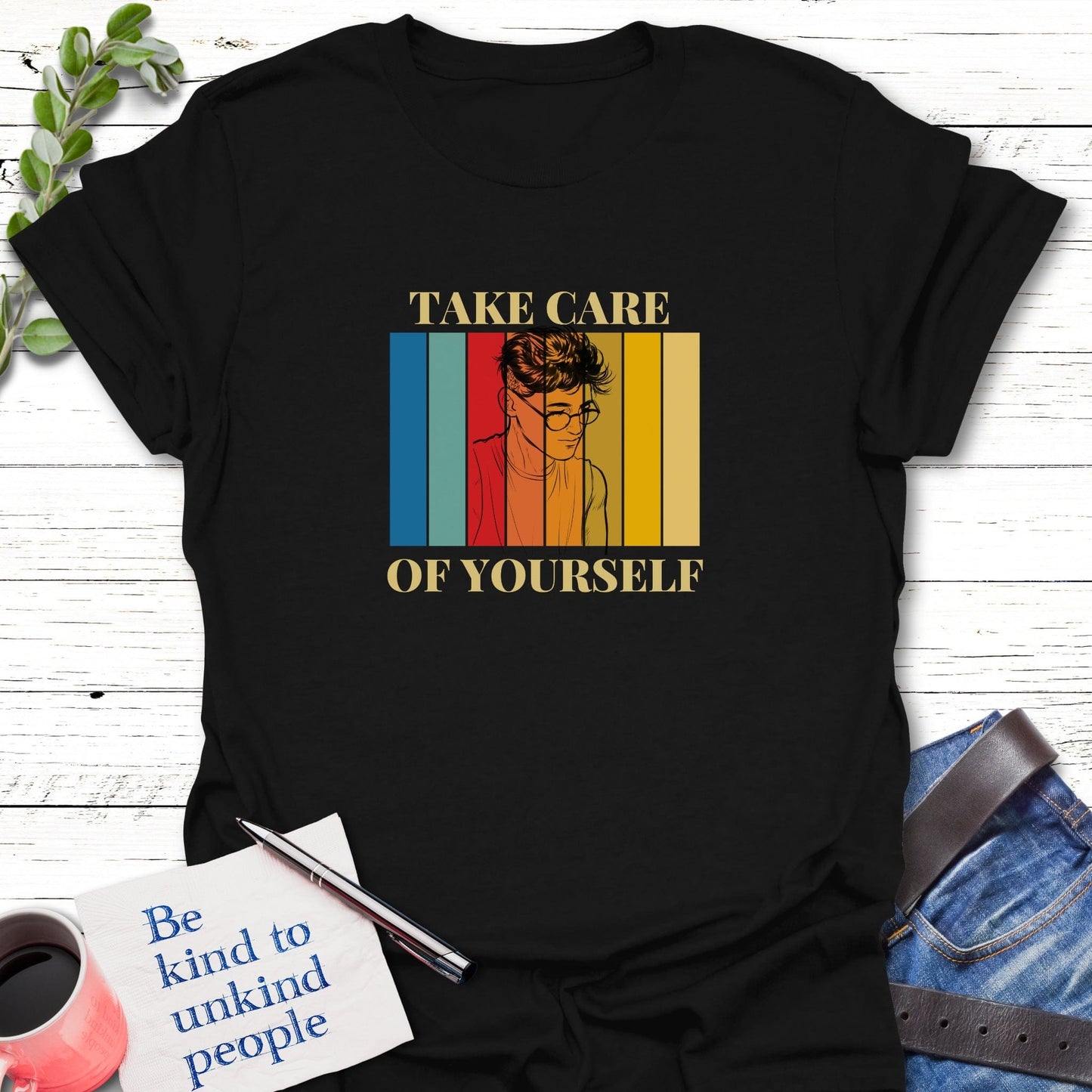 T-Shirt Black / S Take Care Dude T-Shirt Echo Kindness Printify