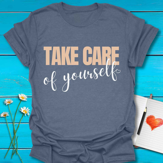 T-Shirt Heather indigo / S Take Care You T-Shirt Echo Kindness Printify