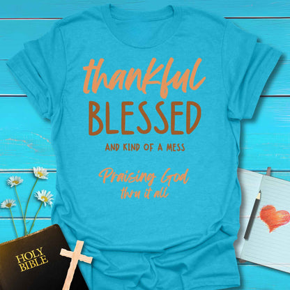 T-Shirt Heather Galapagos Blue / S Thankful Blessed T-Shirt Echo Kindness Printify