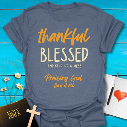 T-Shirt Heather indigo / S Thankful Blessed T-Shirt Echo Kindness Printify