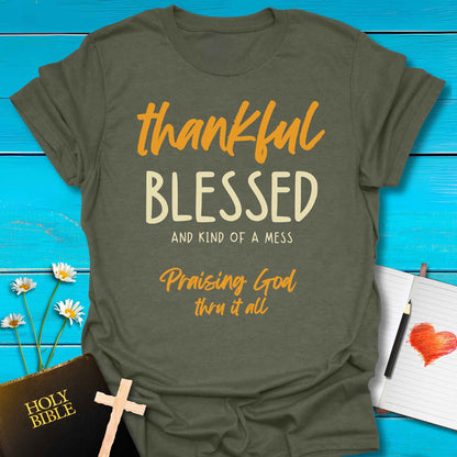 T-Shirt Heather Military Green / S Thankful Blessed T-Shirt Echo Kindness Printify