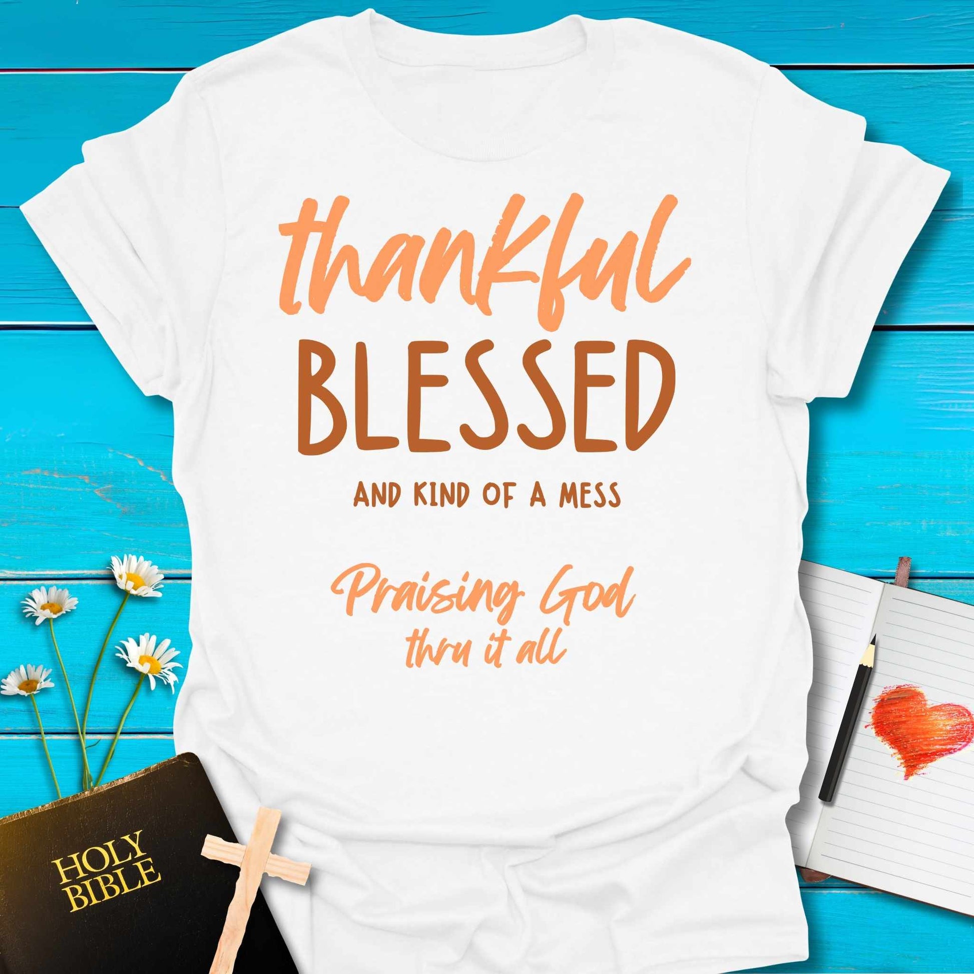 T-Shirt White / S Thankful Blessed T-Shirt Echo Kindness Printify