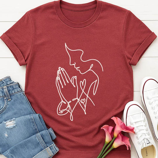 T-Shirt Heather Cardinal / S The Prayer Lines T-Shirt Echo Kindness