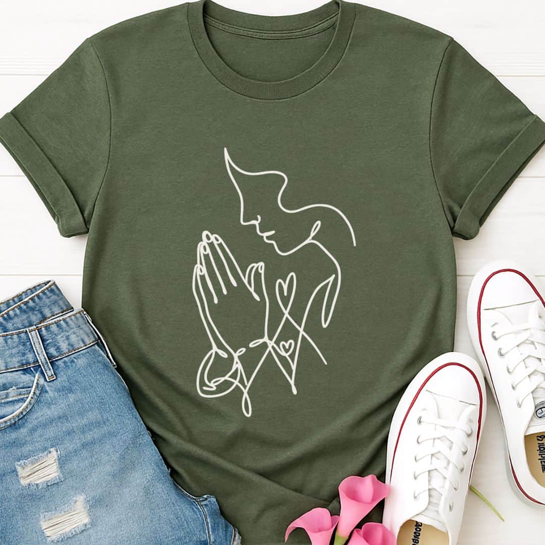T-Shirt Heather Military Green / S The Prayer Lines T-Shirt Echo Kindness