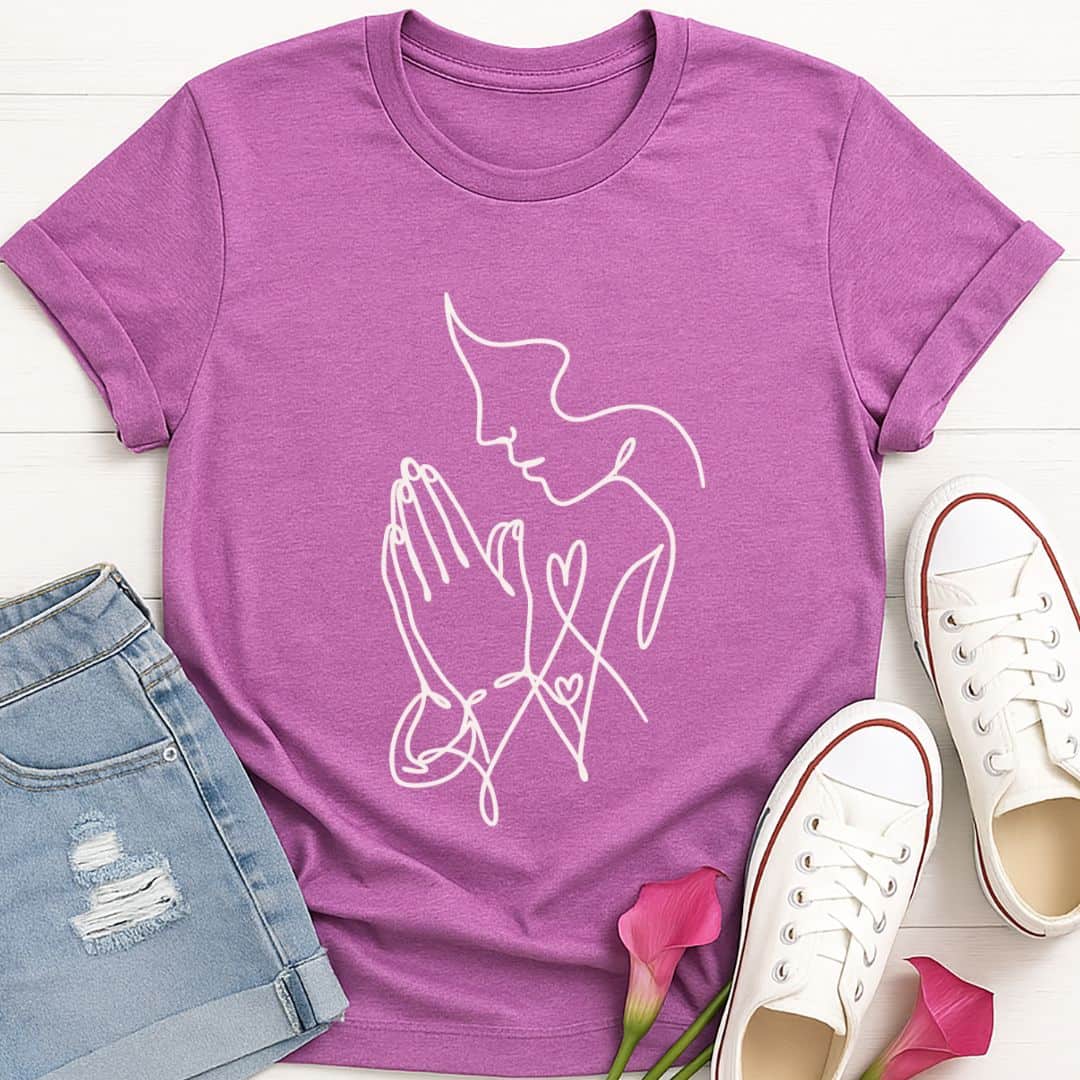 T-Shirt Heather Radiant Orchid / S The Prayer Lines T-Shirt Echo Kindness