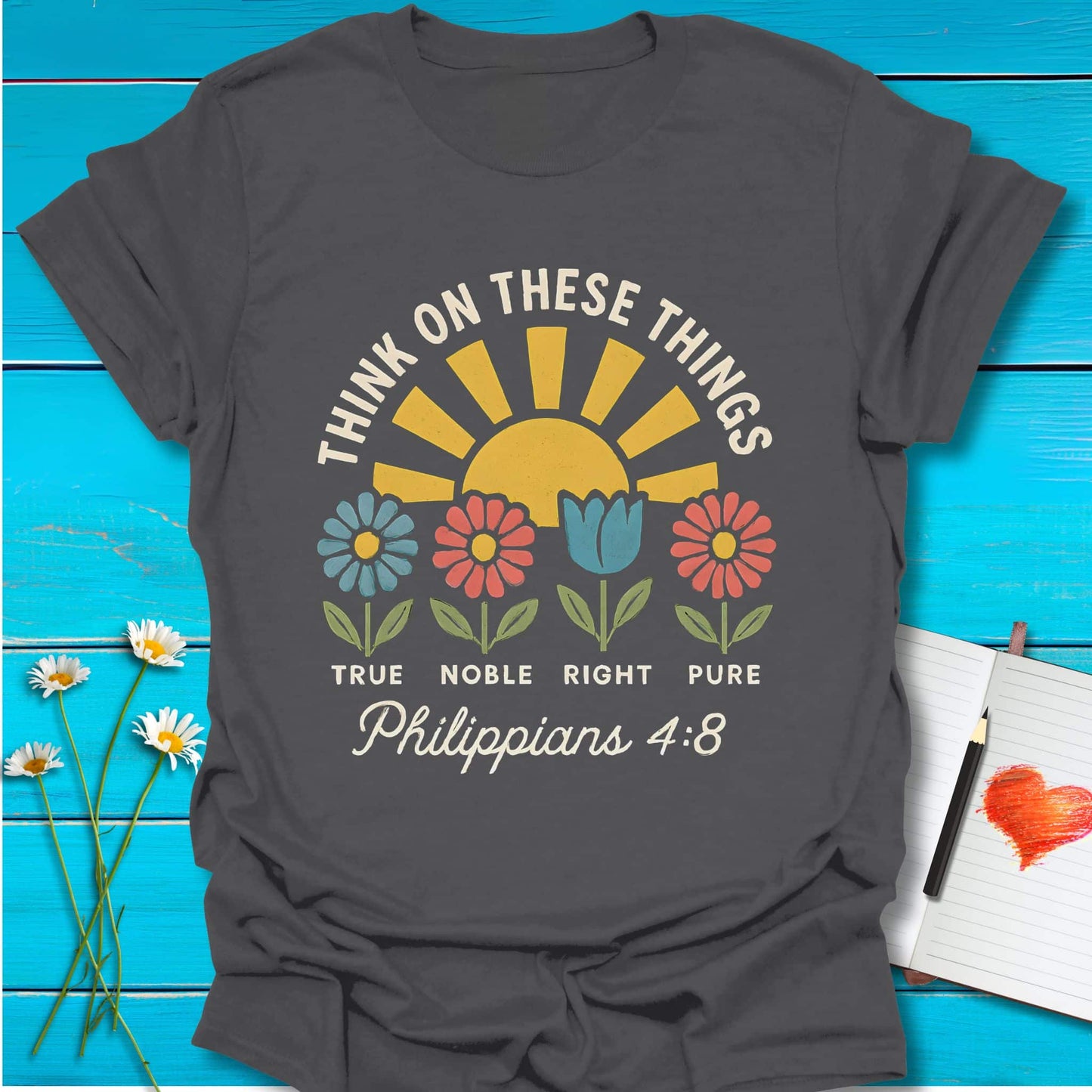 T-Shirt Charcoal / S Think on These T-Shirt Echo Kindness Printify