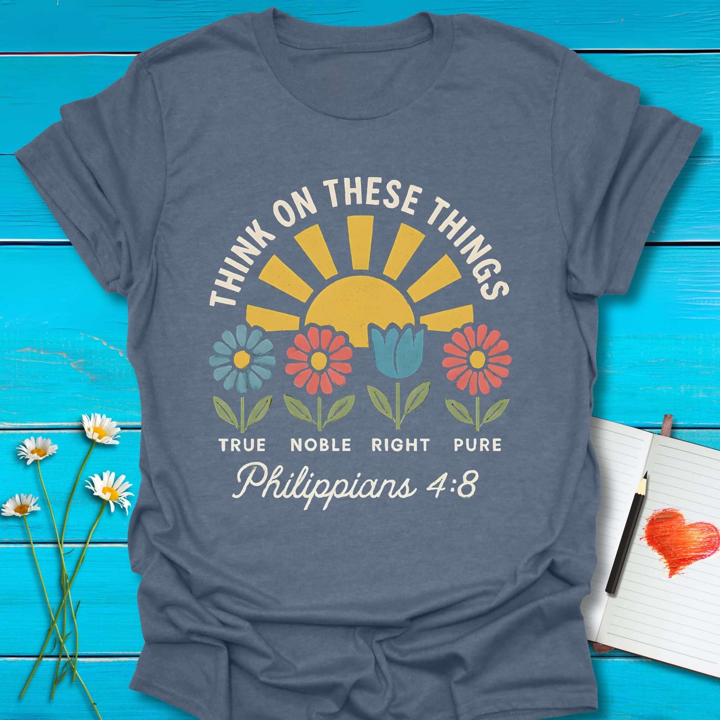 T-Shirt Heather indigo / S Think on These T-Shirt Echo Kindness Printify