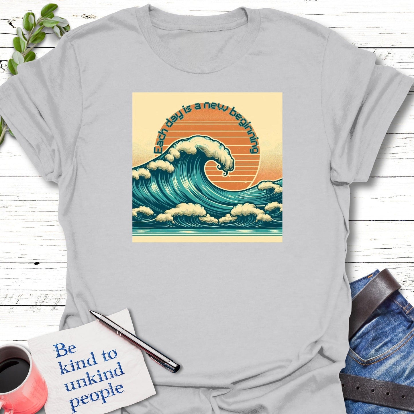 T-Shirt Ice Grey / S Tidal Fresh Beginning T-Shirt Echo Kindness Printify