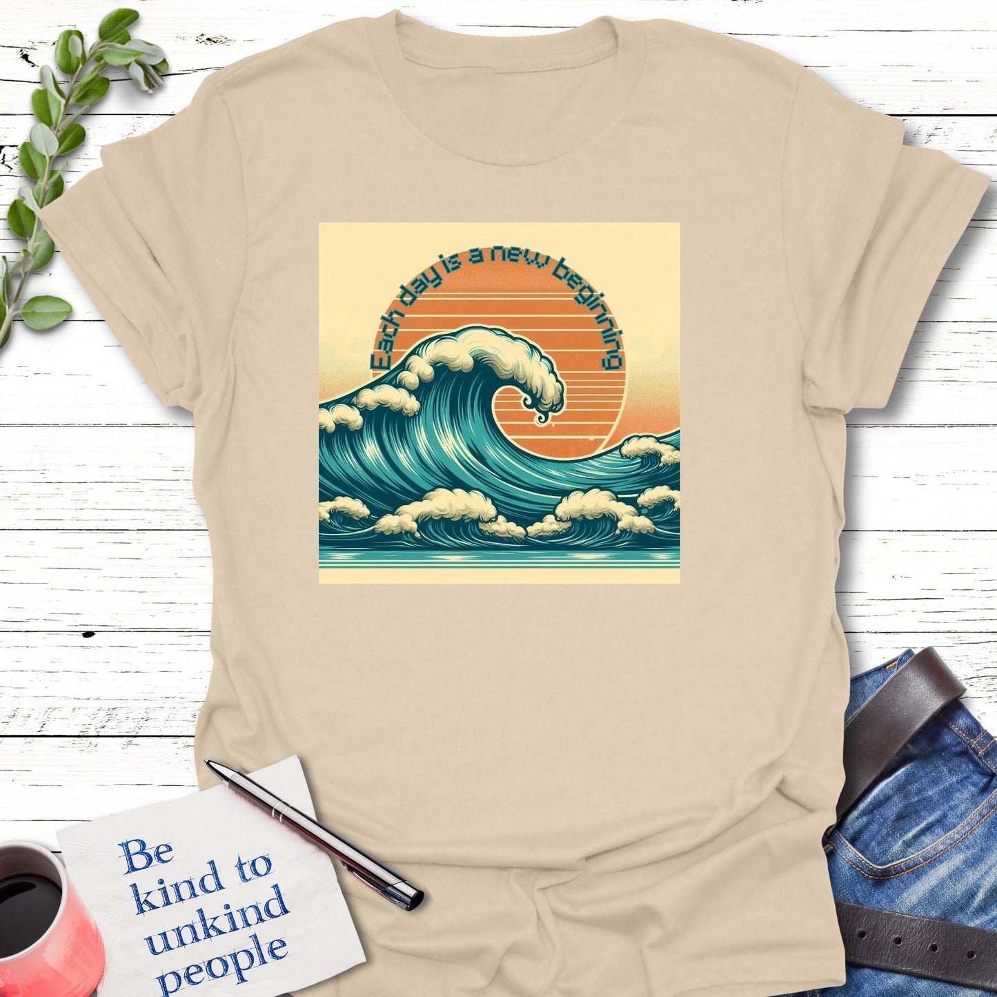 T-Shirt Sand / S Tidal Fresh Beginning T-Shirt Echo Kindness Printify