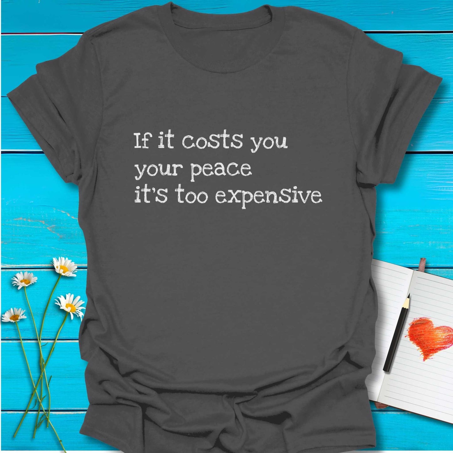 T-Shirt Charcoal / S Too Expensive T-Shirt Echo Kindness Printify