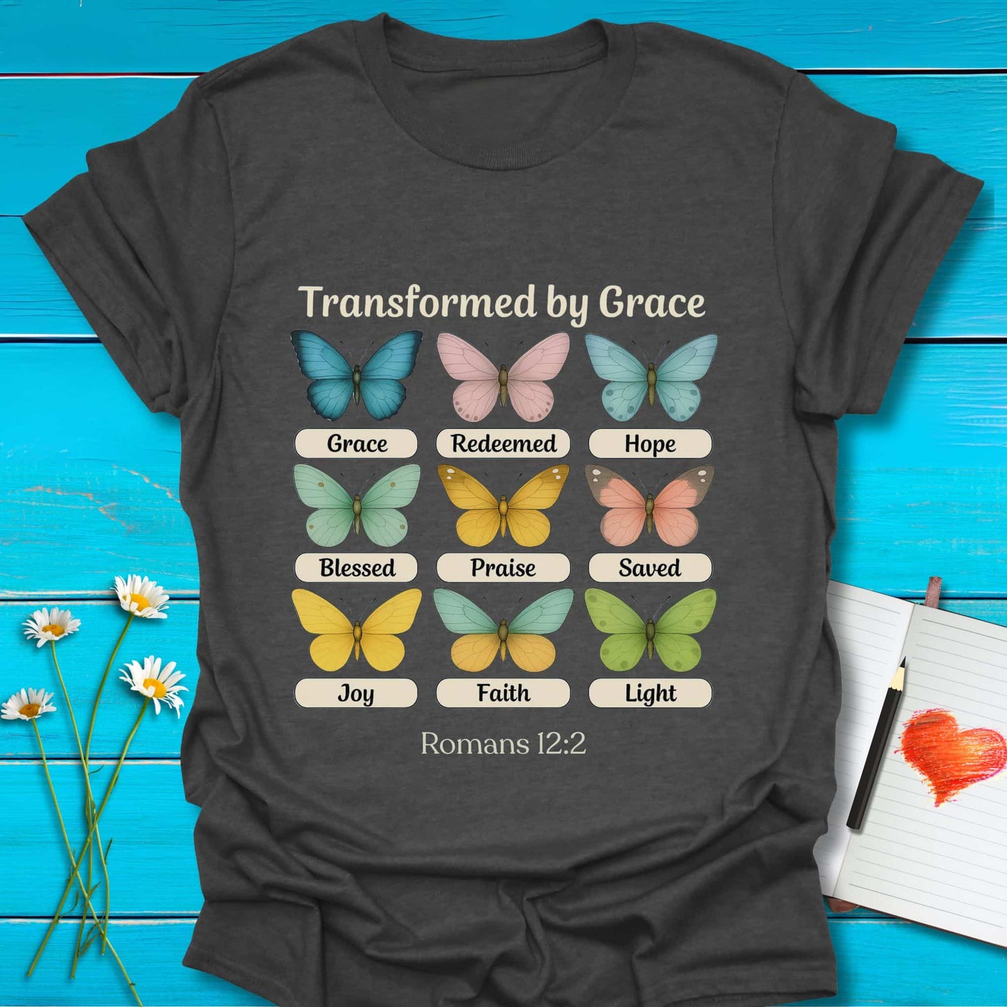T-Shirt Dark Heather Grey / S Transformed Butterflies T-Shirt Echo Kindness Printify