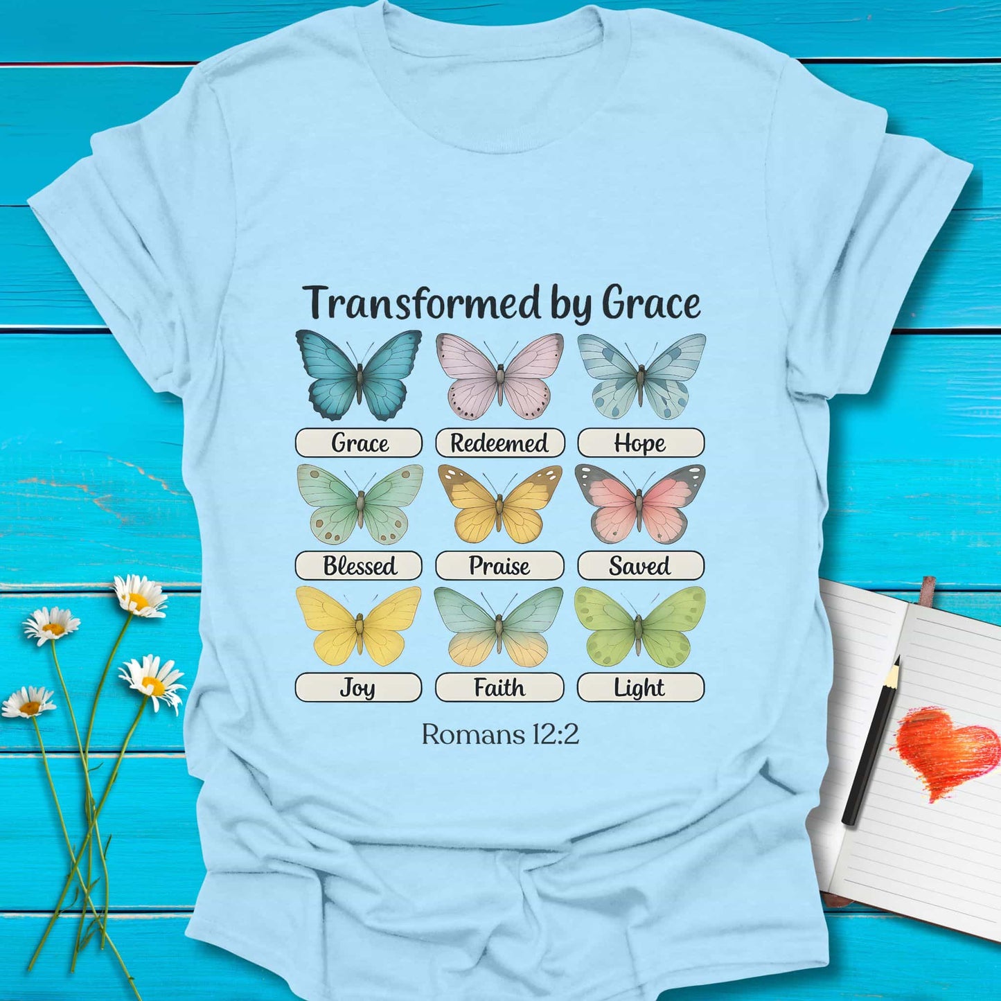 T-Shirt Light Blue / S Transformed Butterflies T-Shirt Echo Kindness Printify