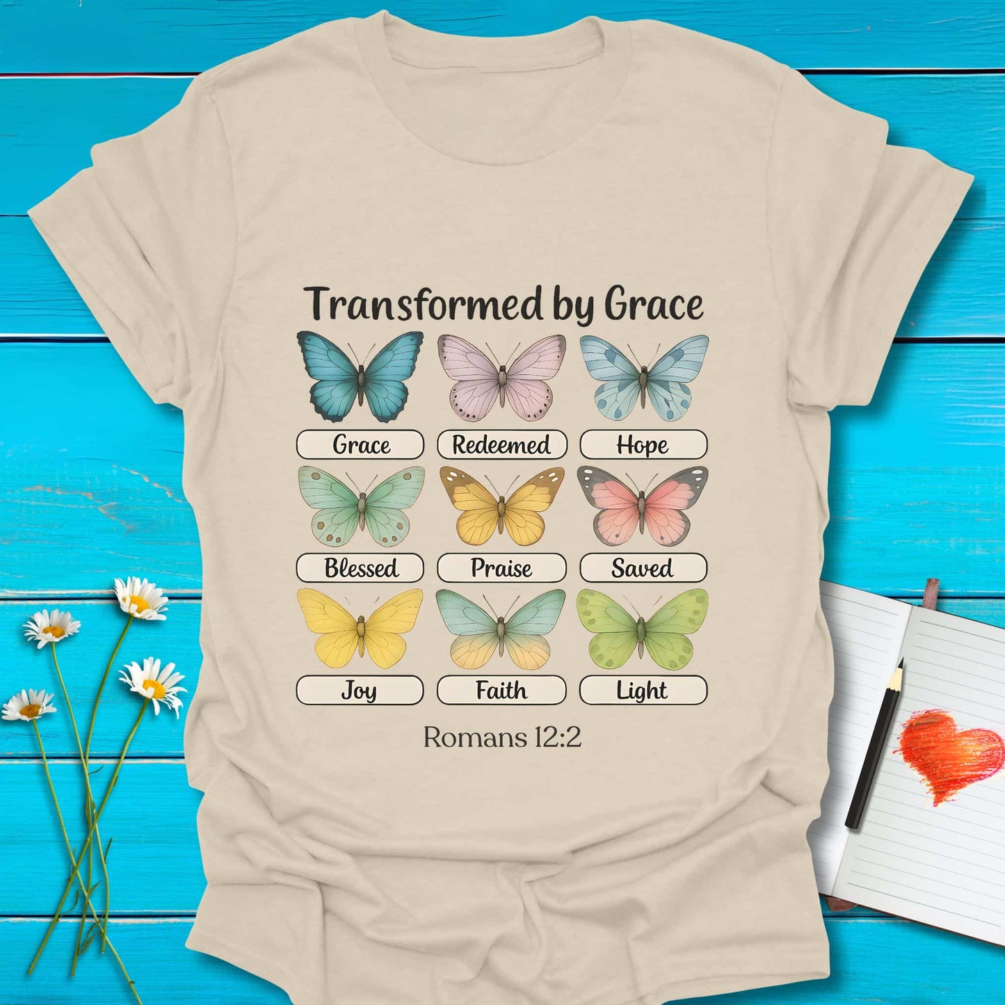 T-Shirt Natural / S Transformed Butterflies T-Shirt Echo Kindness Printify