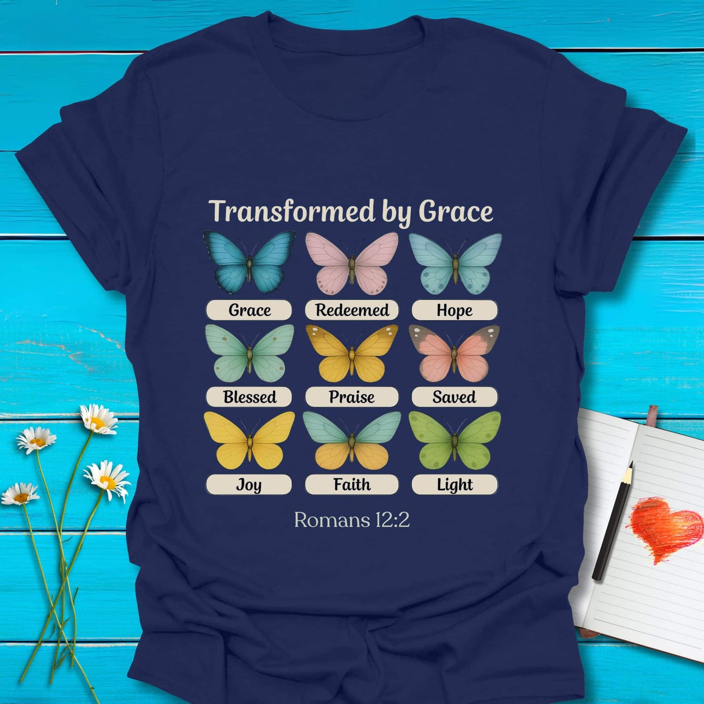 T-Shirt Navy / S Transformed Butterflies T-Shirt Echo Kindness Printify