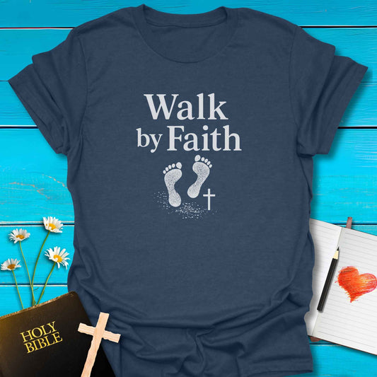 T-Shirt Heather Navy / S Walk by Faith Footprint T-Shirt Echo Kindness Printify