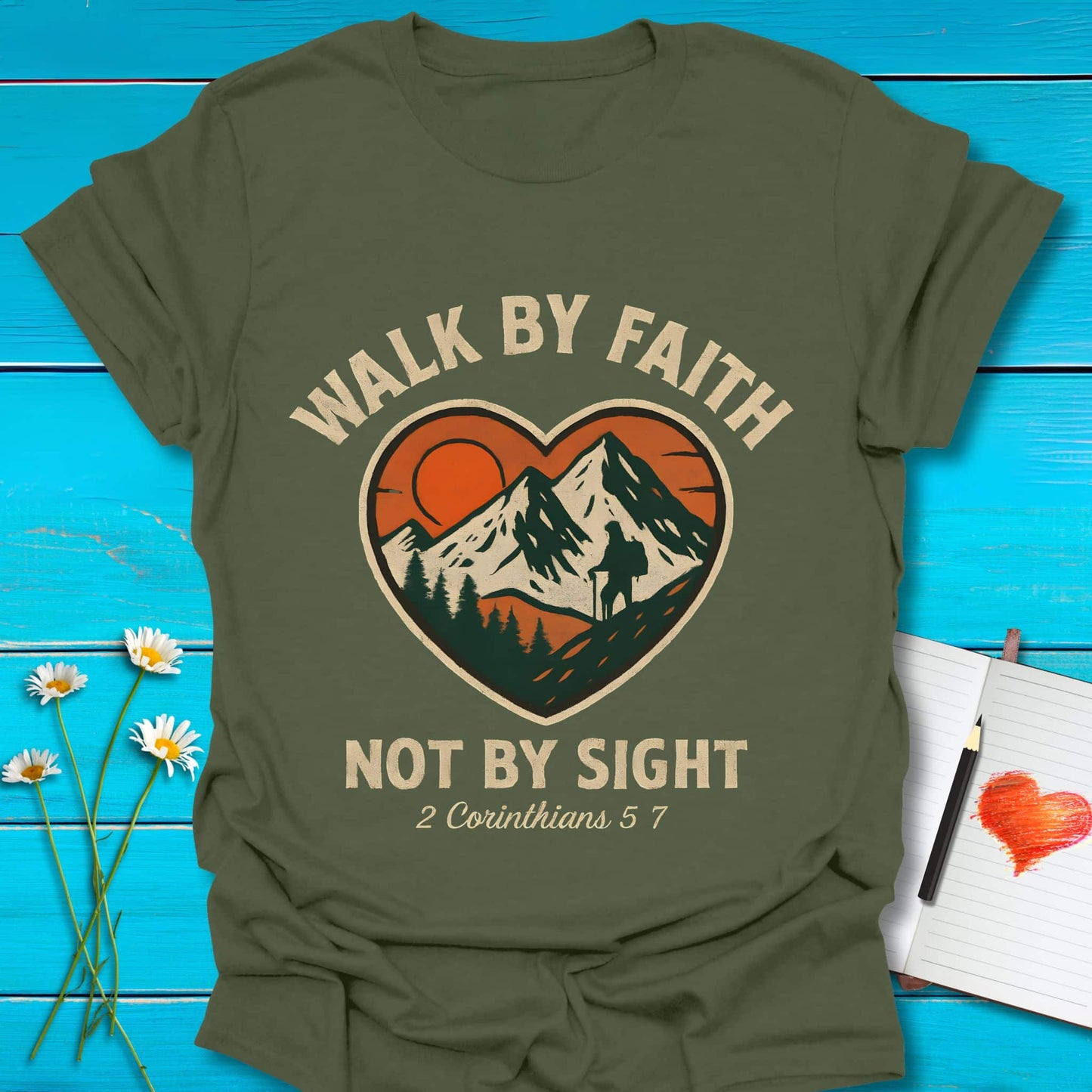 T-Shirt Military Green / S Walk by Faith T-Shirt Echo Kindness Printify