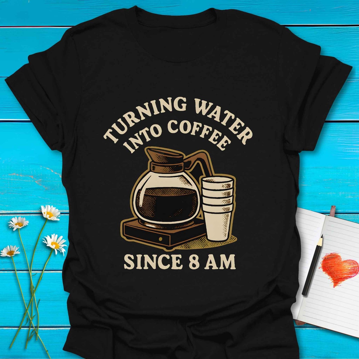 T-Shirt Black / S Water into Coffee T-Shirt Echo Kindness Printify